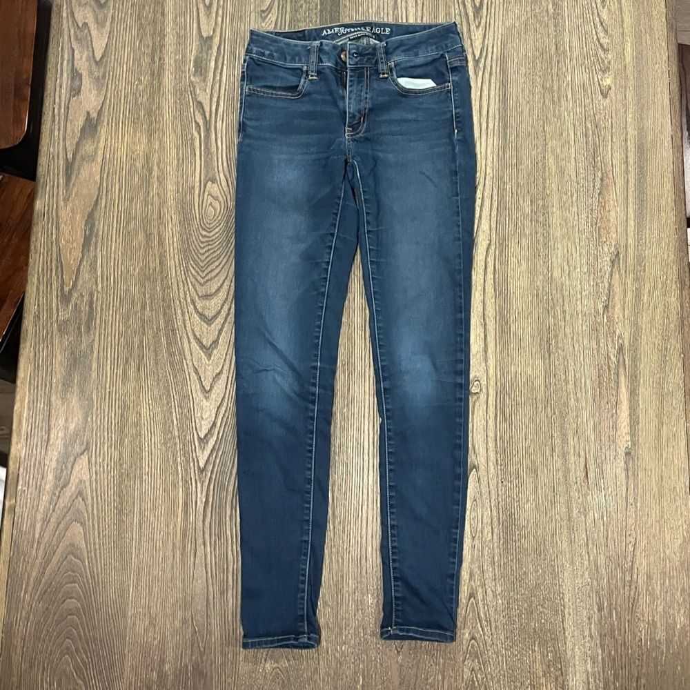 American Eagle Jeans Skinny Super Super Stretch Medium Wash Denim Blue Size 2